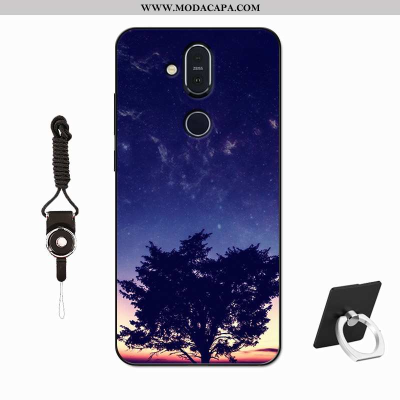 Capas Nokia 8.1 Protetoras Simples Roxa Cases Fosco Malha Antiqueda Barato