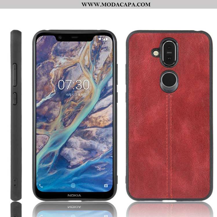 Capas Nokia 8.1 Couro Protetoras Completa Telemóvel Resistente Preto Cases Online