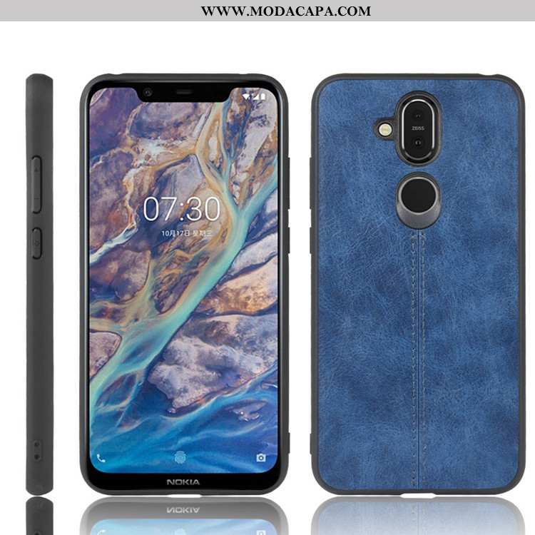 Capas Nokia 8.1 Couro Protetoras Completa Telemóvel Resistente Preto Cases Online