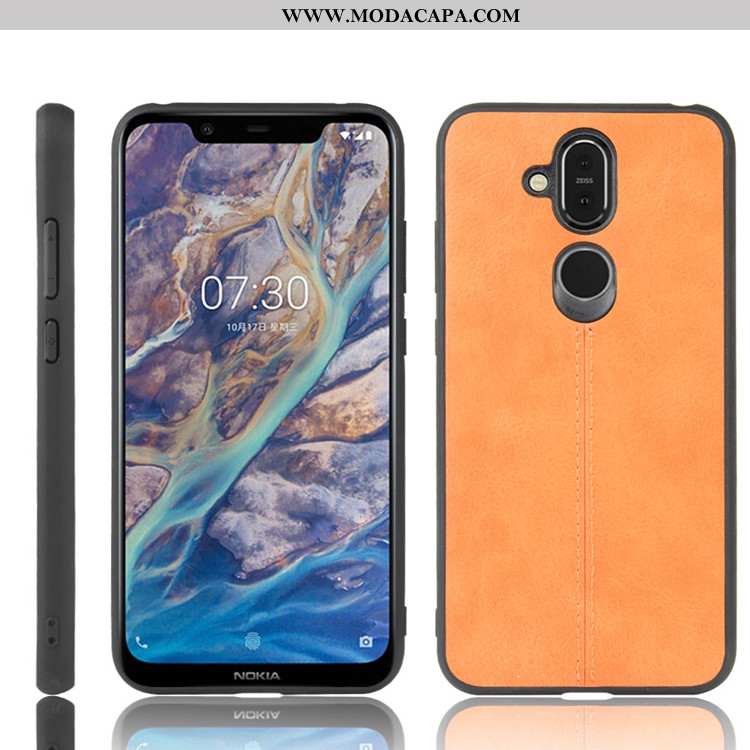 Capas Nokia 8.1 Couro Protetoras Completa Telemóvel Resistente Preto Cases Online