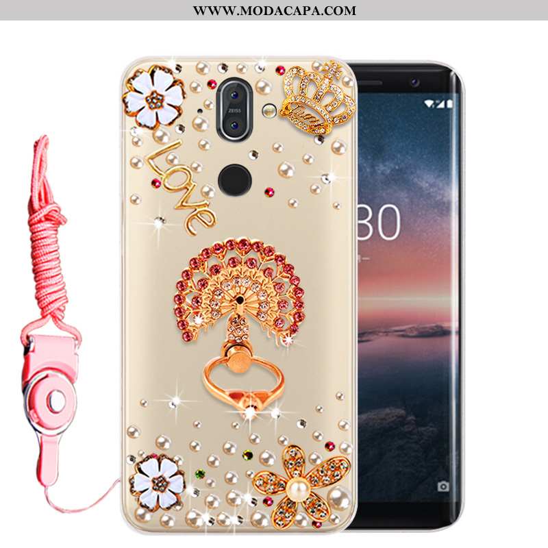 Capas Nokia 8 Sirocco Strass Antiqueda Cases Alta Telemóvel Soft Dourado Promoção