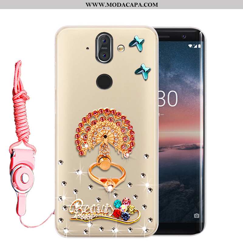 Capas Nokia 8 Sirocco Strass Antiqueda Cases Alta Telemóvel Soft Dourado Promoção