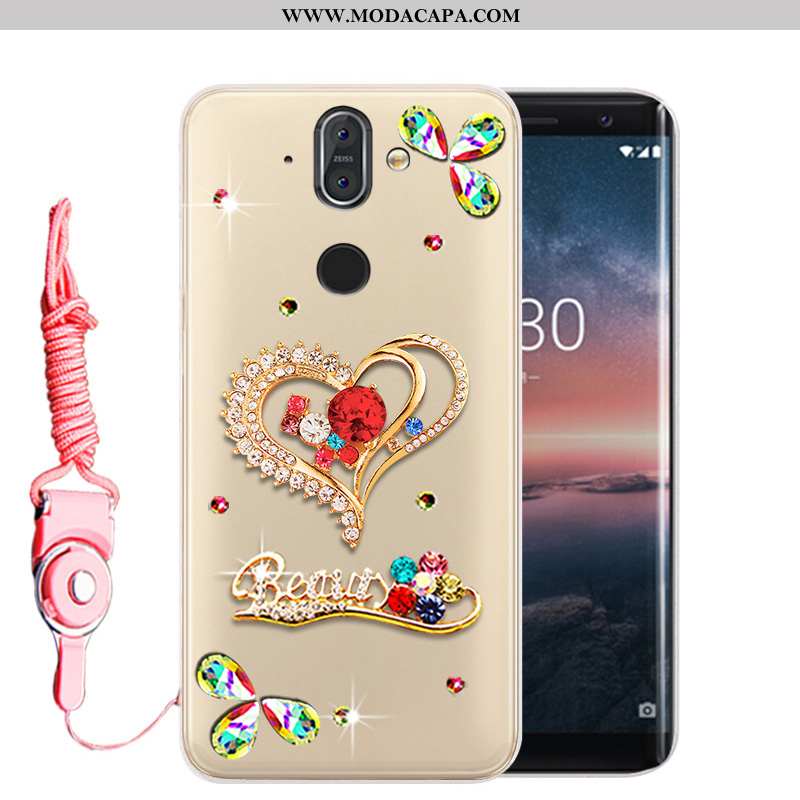 Capas Nokia 8 Sirocco Strass Antiqueda Cases Alta Telemóvel Soft Dourado Promoção