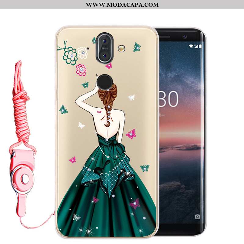 Capas Nokia 8 Sirocco Strass Antiqueda Cases Alta Telemóvel Soft Dourado Promoção