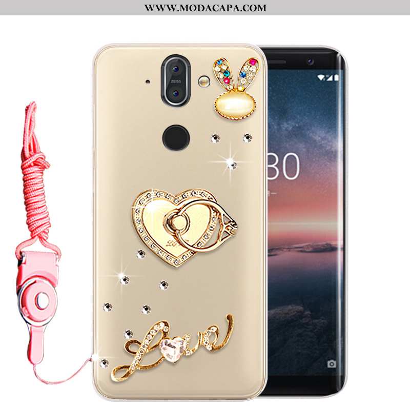 Capas Nokia 8 Sirocco Strass Antiqueda Cases Alta Telemóvel Soft Dourado Promoção