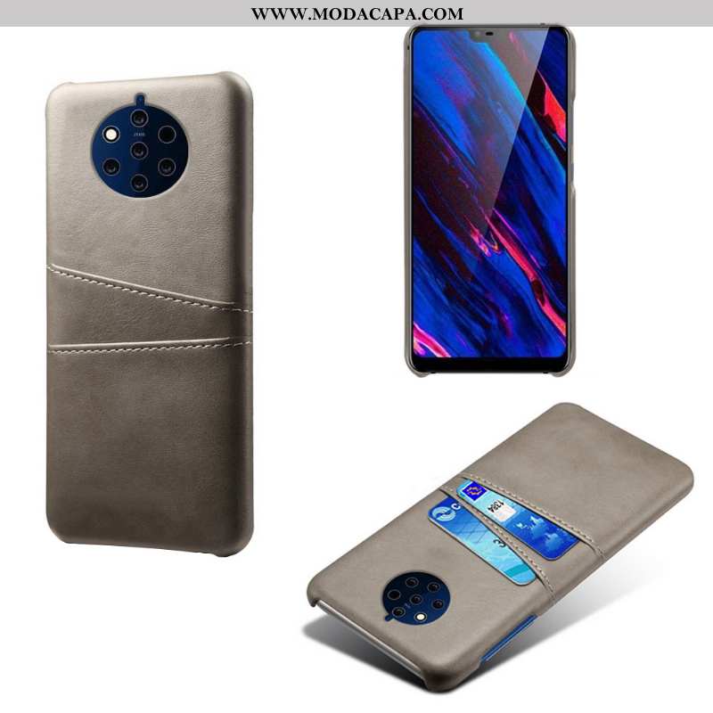 Capa Nokia 9 Pureview Couro Pu Cinza Telemóvel Antiqueda Capas Online