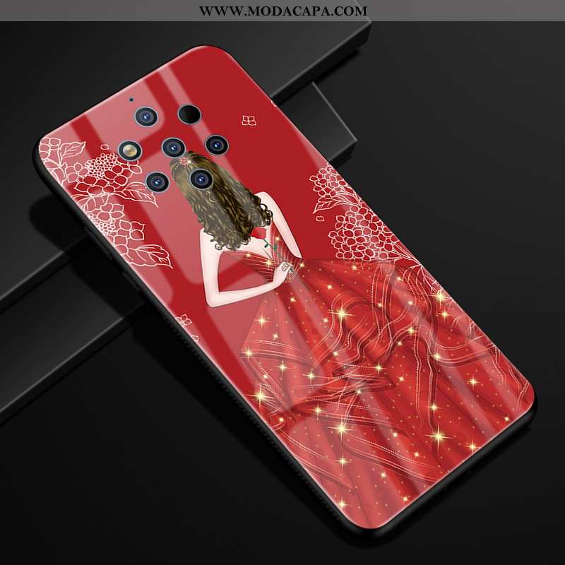 Capa Nokia 9 Pureview Vidro Capas Antiqueda Vermelho Casamento Telemóvel Protetoras Baratas