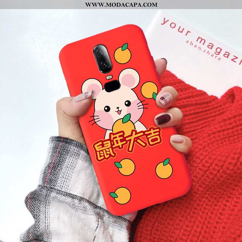 Capa Oneplus 6 Tendencia Telemóvel Silicone Vermelho Super Cases Capas Baratos