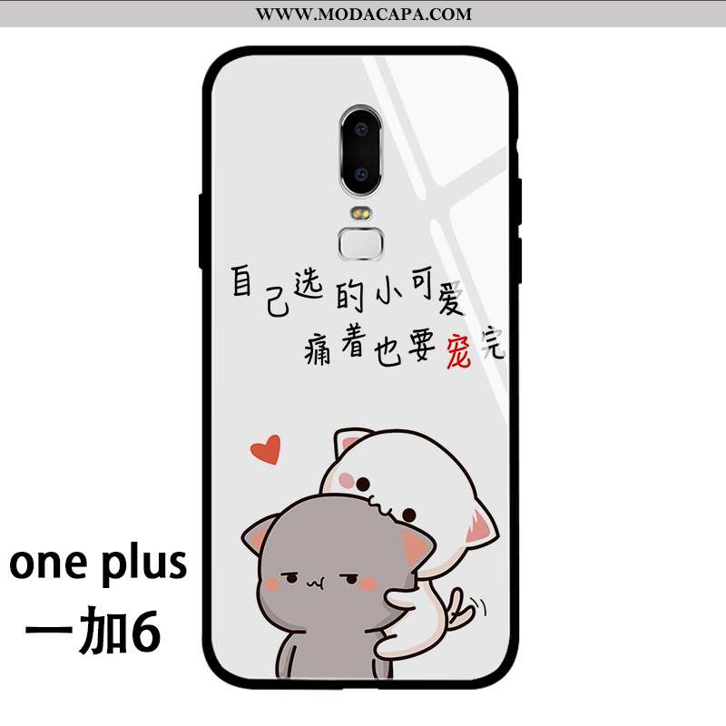 Capas Oneplus 6 Criativas Telemóvel Desenho Animado Casal Pequena Malha Vidro Baratos