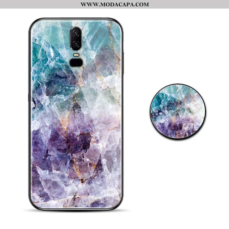 Capa Oneplus 6 Vidro Telemóvel Roxa Marmore Criativas Cases Frente Baratos