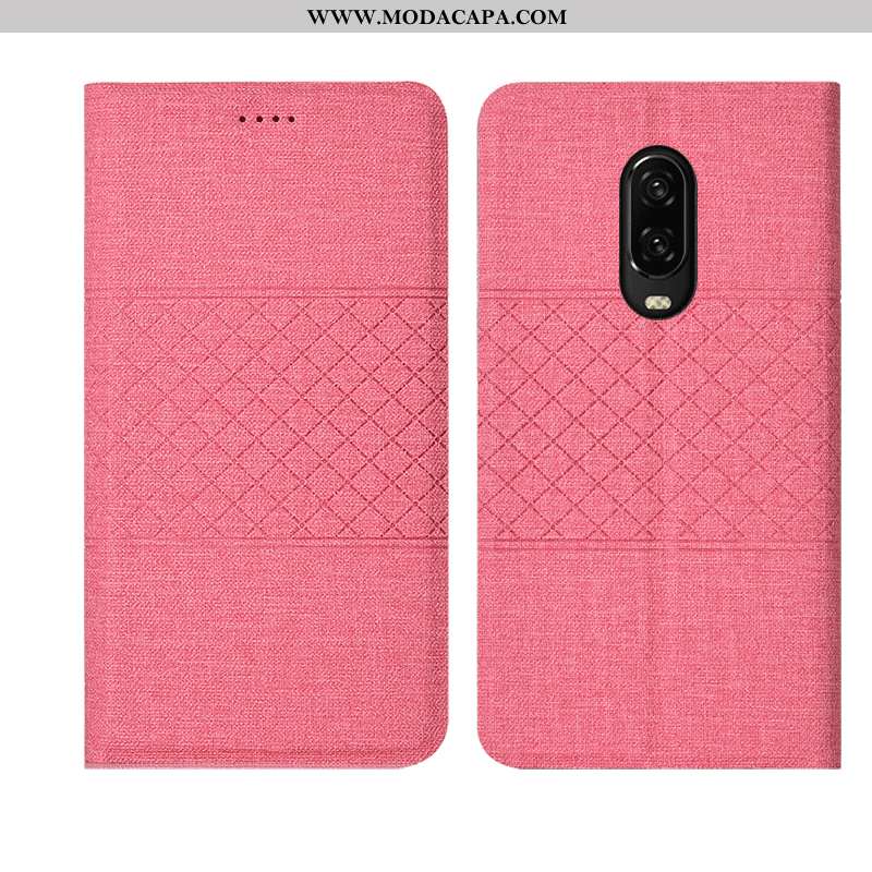 Capas Oneplus 6t Protetoras Completa Midi Rosa Telemóvel Linho Baratas