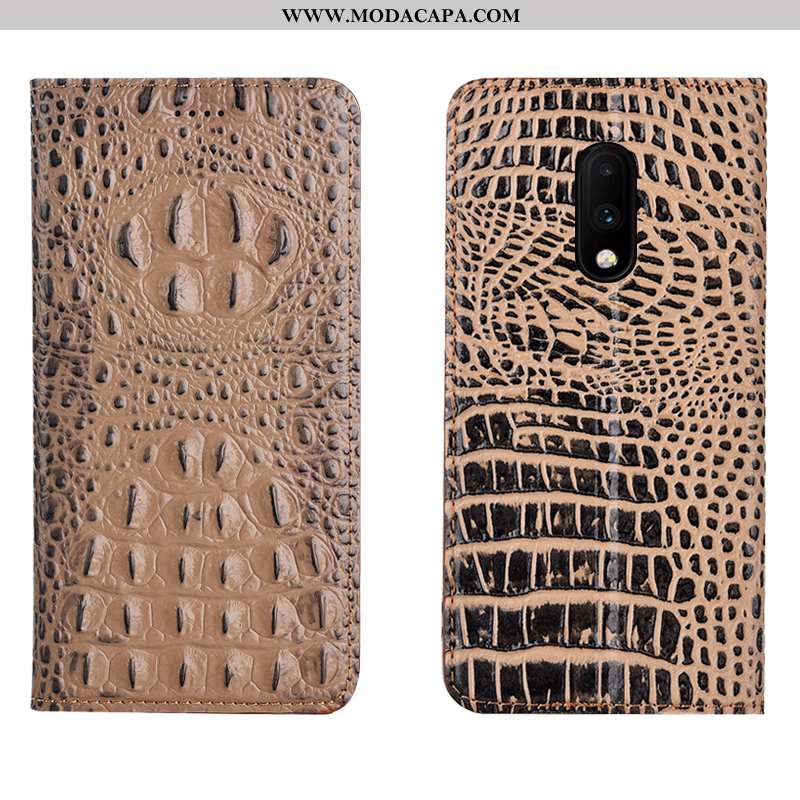 Capa Oneplus 7 Couro Legitimo Cover Antiqueda Completa Caqui Protetoras Crocs Venda