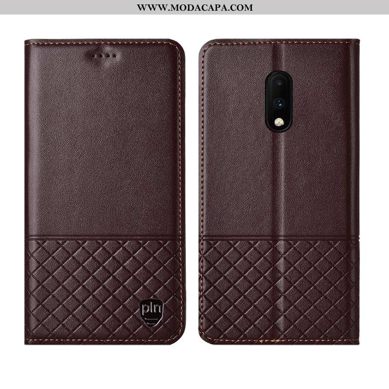 Capa Oneplus 7 Protetoras Completa Cover Telemóvel Antiqueda Amarela Couro Genuíno Venda