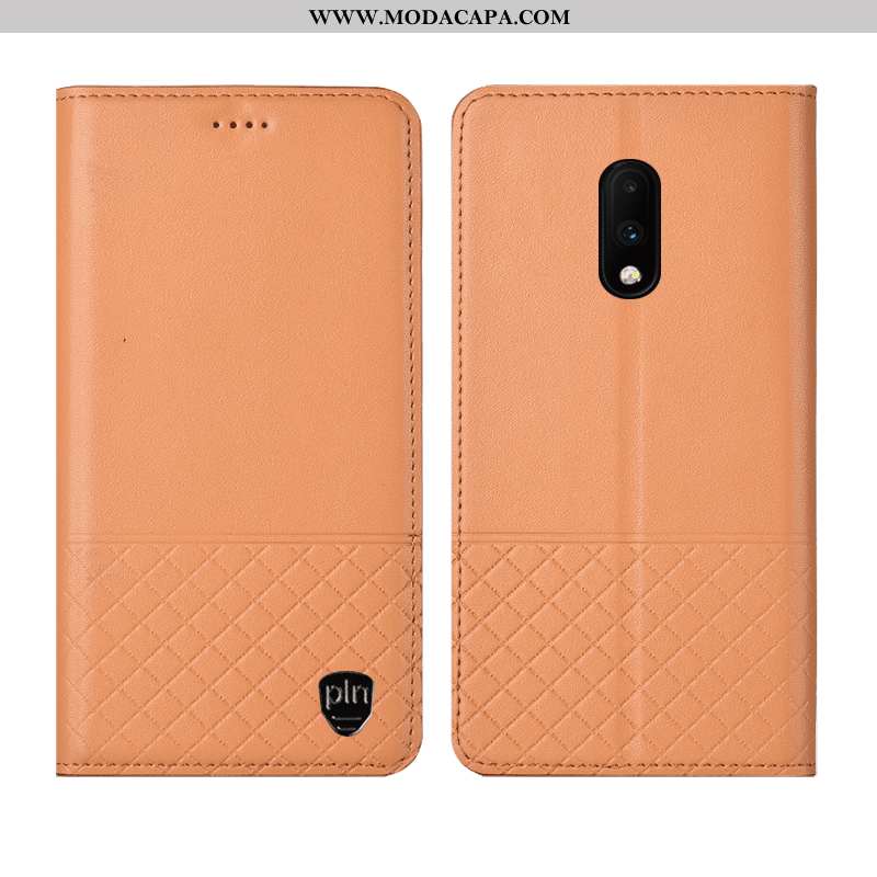 Capa Oneplus 7 Protetoras Completa Cover Telemóvel Antiqueda Amarela Couro Genuíno Venda