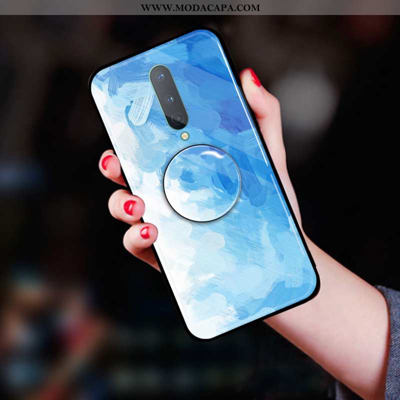 Capa Oneplus 7 Pro Protetoras Telemóvel Capas Suporte Soft Minimalista Azul Baratos