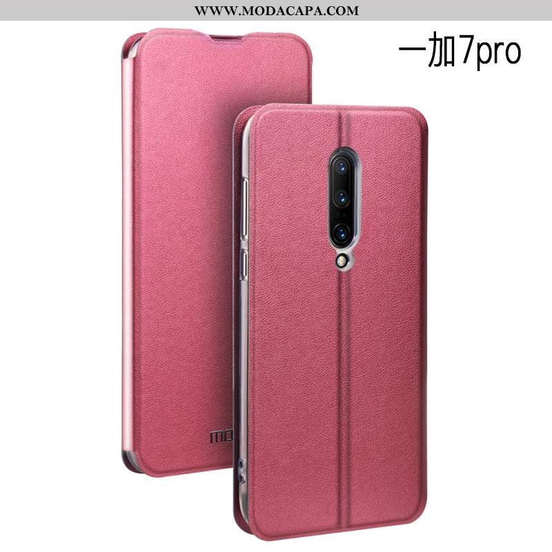 Capa Oneplus 7 Pro Couro Slim Telemóvel Tendencia Cover Silicone Loja Promoção