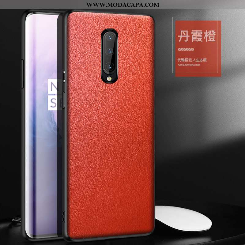 Capa Oneplus 7 Pro Couro Genuíno Vaca Vermelho Capas Cases Protetoras Layer Baratas