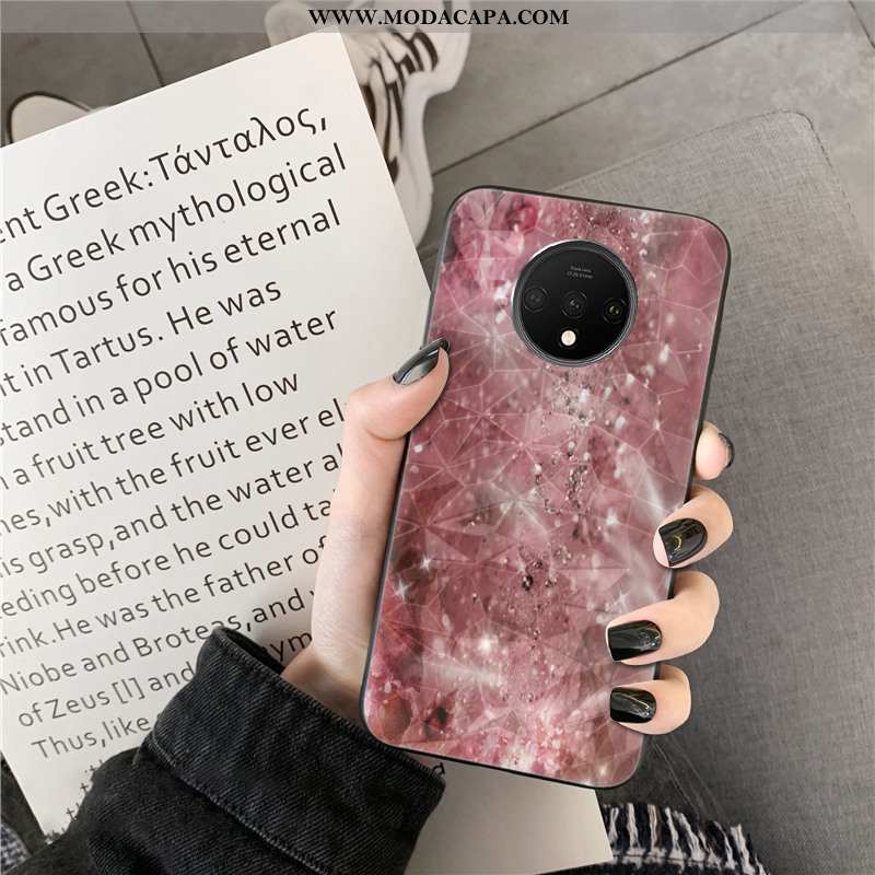 Capas Oneplus 7t Moda Cinza Malha Telemóvel Diamond Quadriculada Vermelho Venda