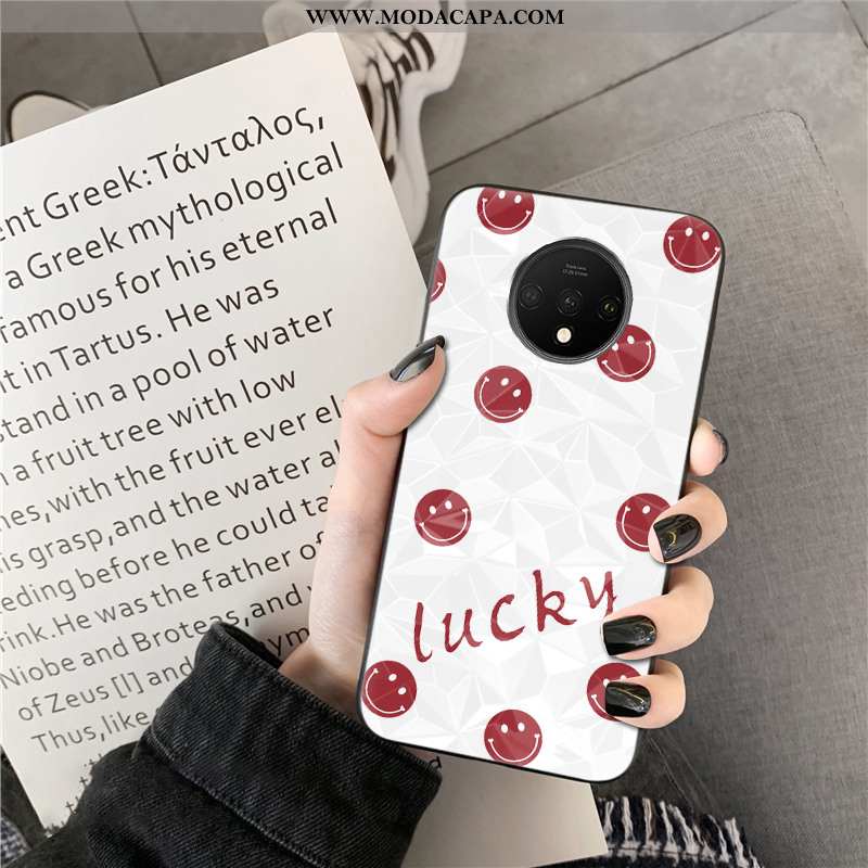 Capas Oneplus 7t Personalizada Vermelho Malha Diamante Quadriculada Telemóvel Baratos