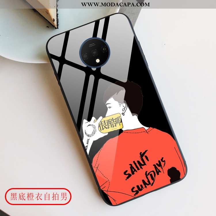 Capa Oneplus 7t Moda Vermelho Vidro Protetoras Tendencia Antiqueda Frente Online