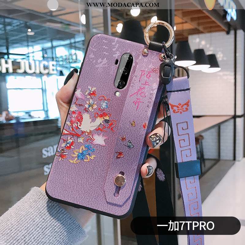 Capa Oneplus 7t Pro Criativas Silicone Vintage Roxa Telemóvel Suporte Protetoras Baratos