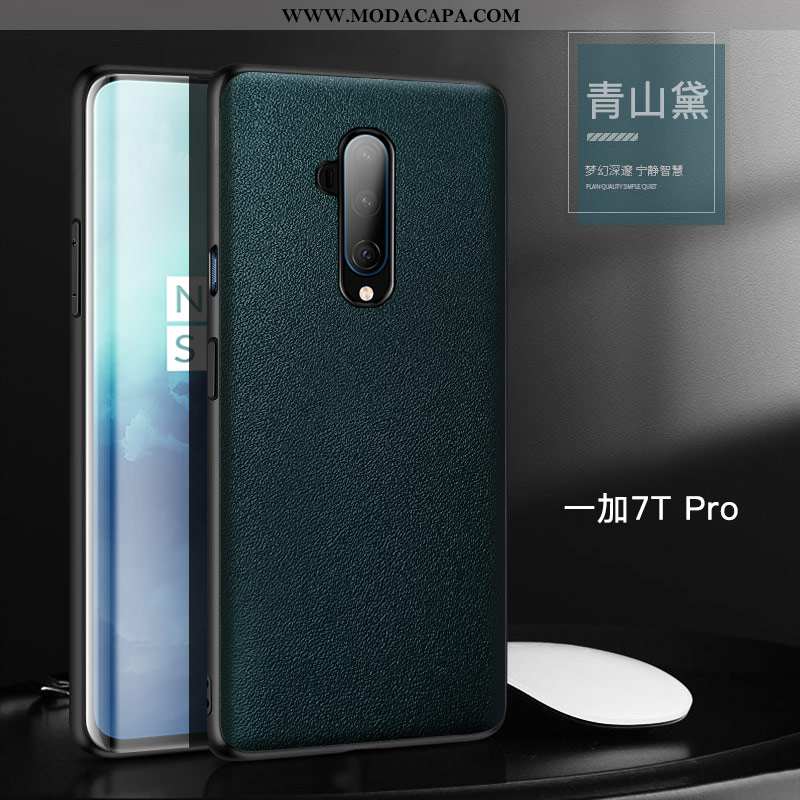 Capas Oneplus 7t Pro Couro Legitimo Personalizada Telemóvel Couro Tendencia Laranja Minimalista Onli