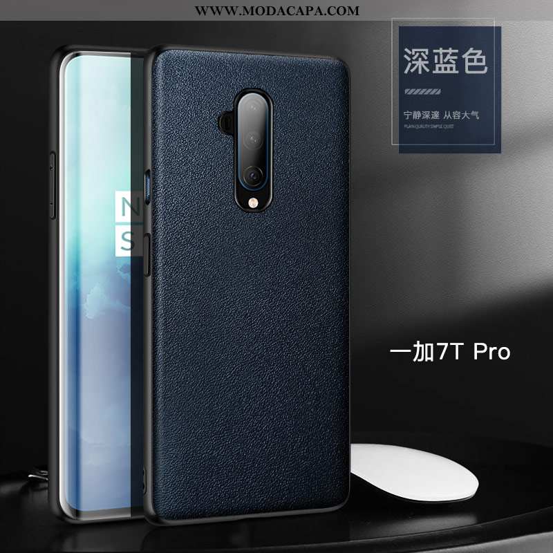 Capas Oneplus 7t Pro Couro Legitimo Personalizada Telemóvel Couro Tendencia Laranja Minimalista Onli