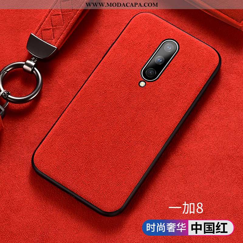 Capas Oneplus 8 Casaco De Pele Tendencia Protetoras Telemóvel Personalizado Vermelho Completa Promoç