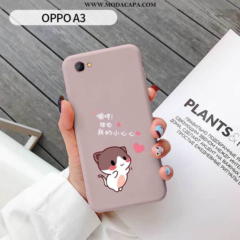 Capas Oppo A3 Silicone Fofas Rosa Soft Catinet Coração Baratos