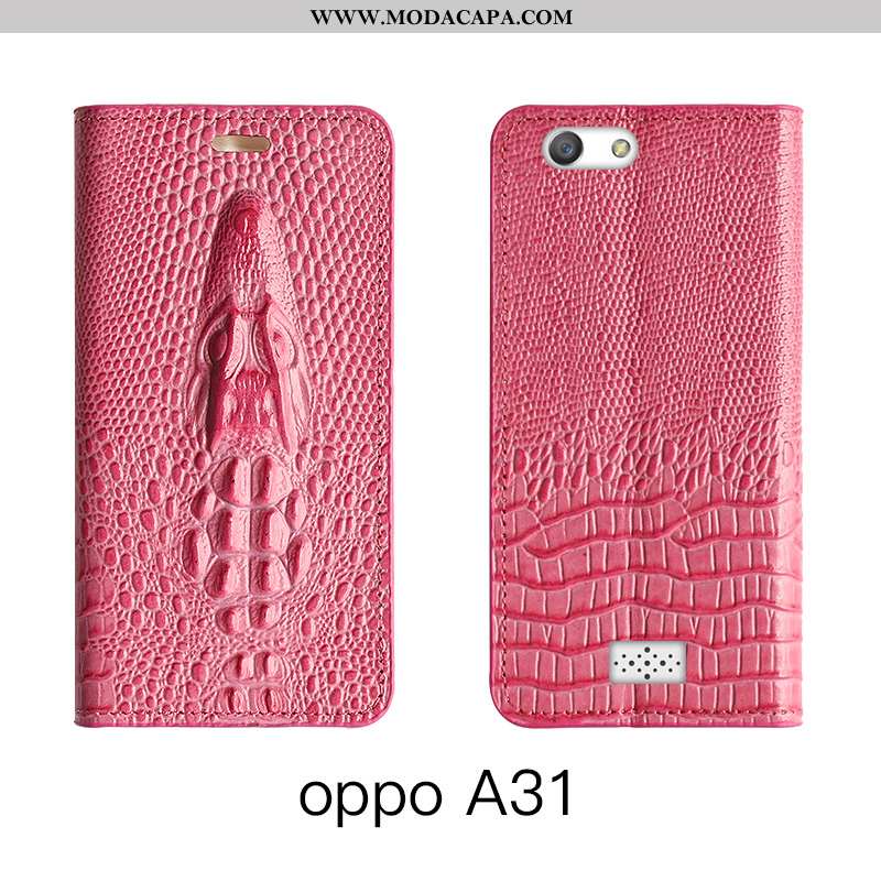 Capas Oppo A31 Couro Legitimo Vermelho Protetoras Couro De Grau Telemóvel Completa Venda