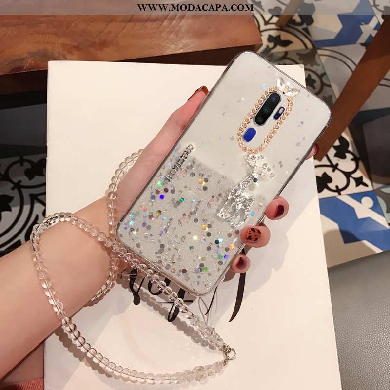 Capa Oppo A5 2020 Cristais Aço Strass Cases Telemóvel Capas Cordao Barato