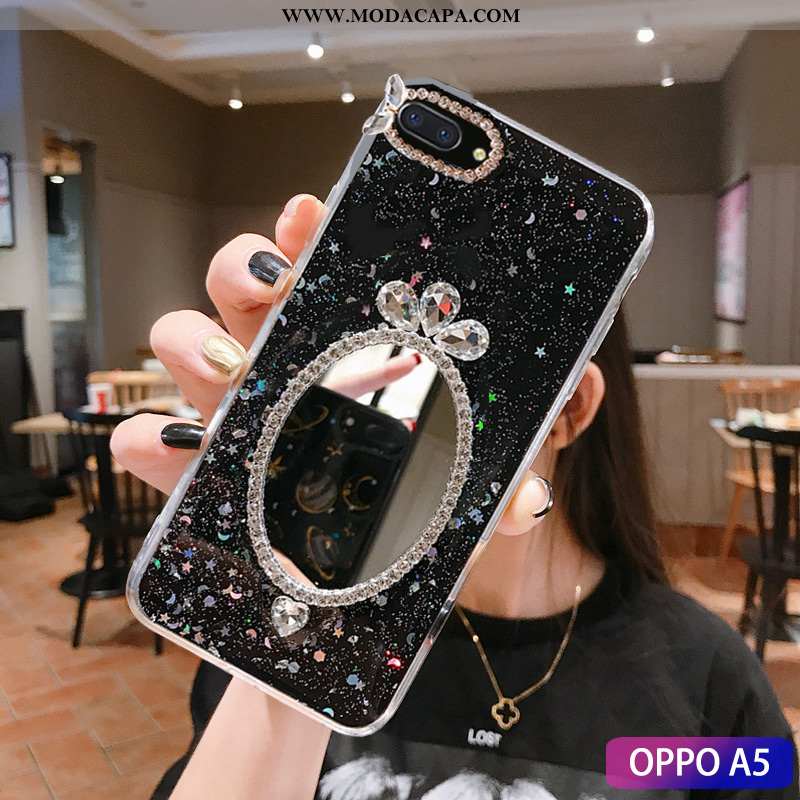 Capas Oppo A5 Cravejada Aço Antiqueda Casaco Estiloso Telemóvel Personalizada Baratos