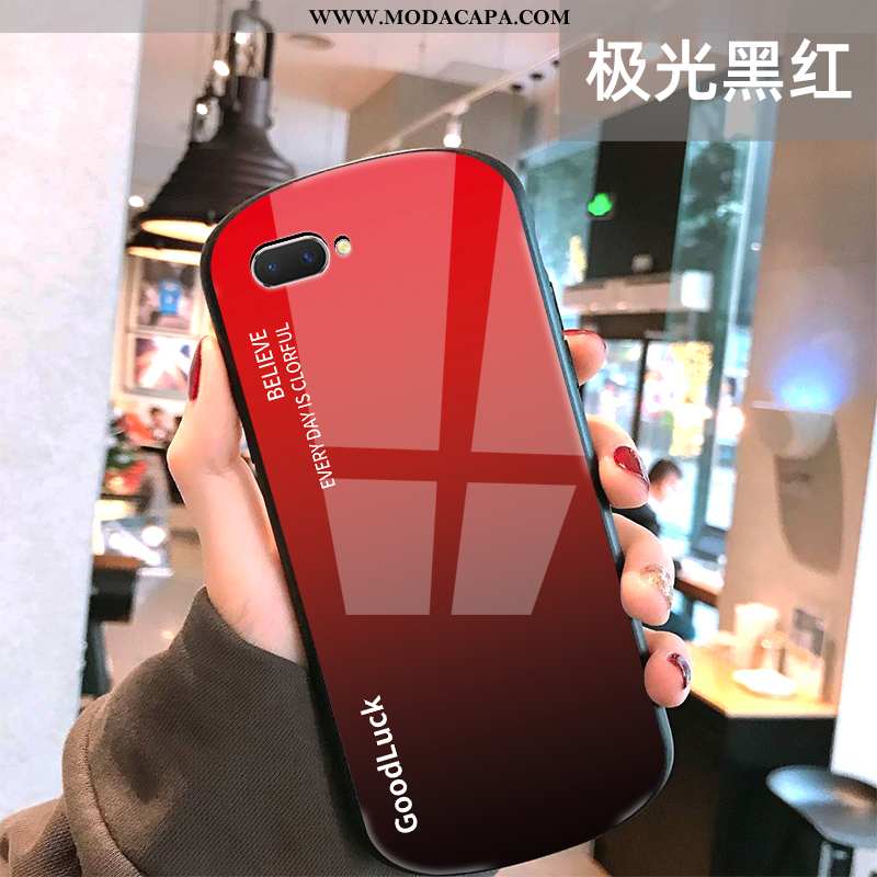 Capa Oppo A5 Criativas Malha Rosto Oval Gradiente Telemóvel Capas Vermelho Online