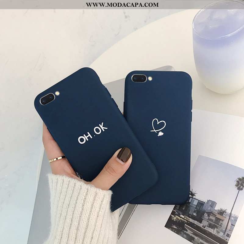 Capas Oppo A5 Protetoras Cases Coração Soft Azul Alfabeto Malha Comprar