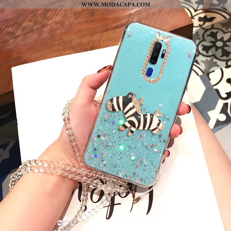 Capas Oppo A9 2020 Strass Cola Cordao Aço Telemóvel Cristais Soft Barato