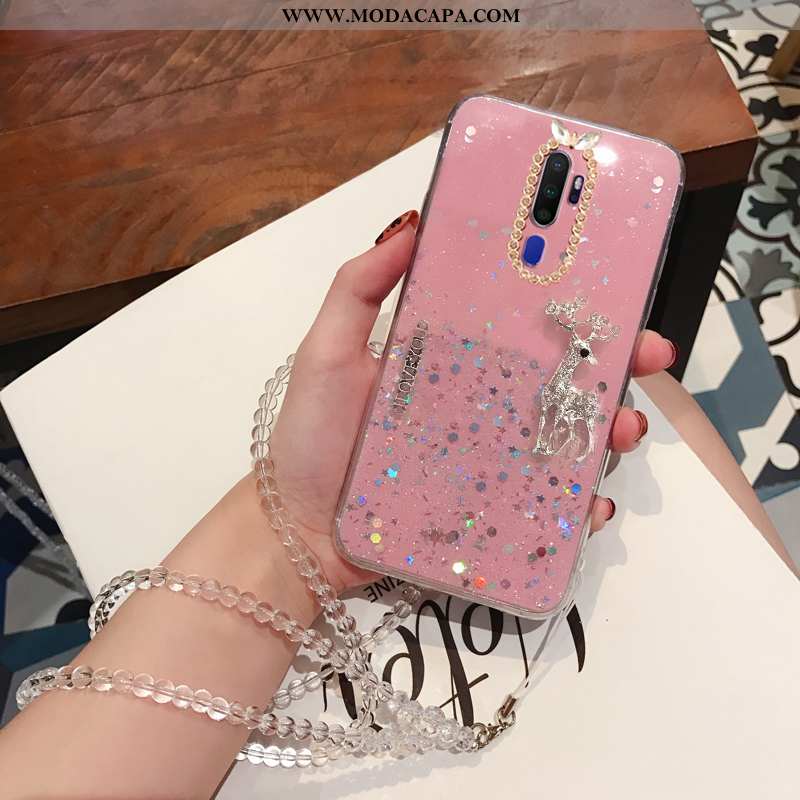 Capas Oppo A9 2020 Strass Cola Cordao Aço Telemóvel Cristais Soft Barato