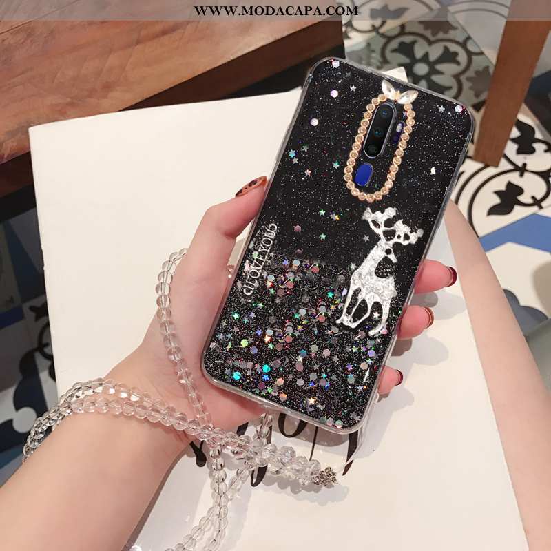 Capas Oppo A9 2020 Strass Cola Cordao Aço Telemóvel Cristais Soft Barato