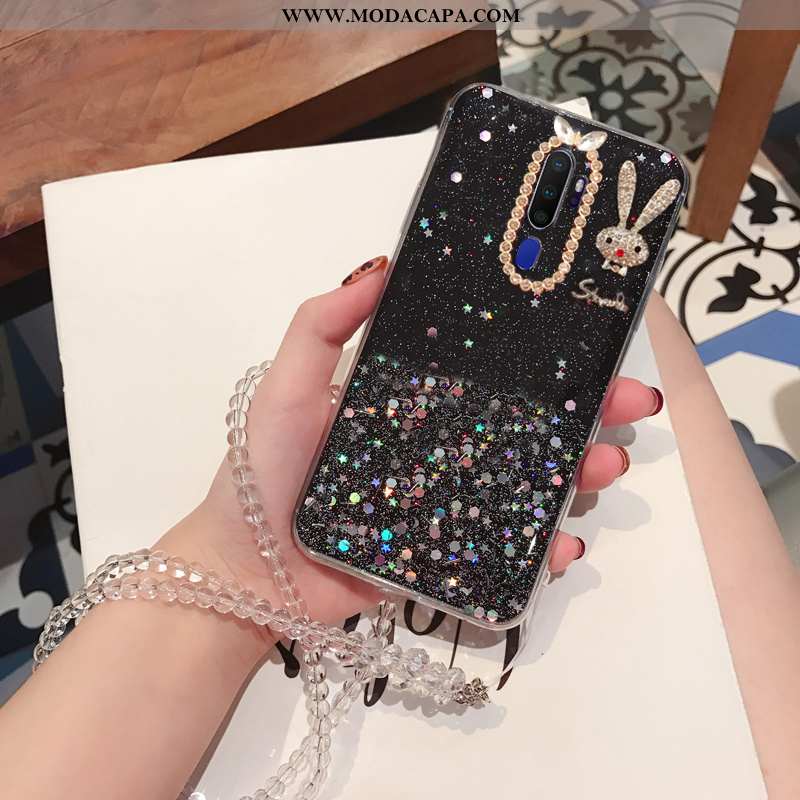 Capas Oppo A9 2020 Strass Cola Cordao Aço Telemóvel Cristais Soft Barato