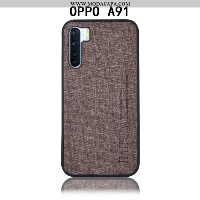 Capas Oppo A91 Protetoras Cases Traseira Telemóvel Linho Couro Antiqueda Baratos