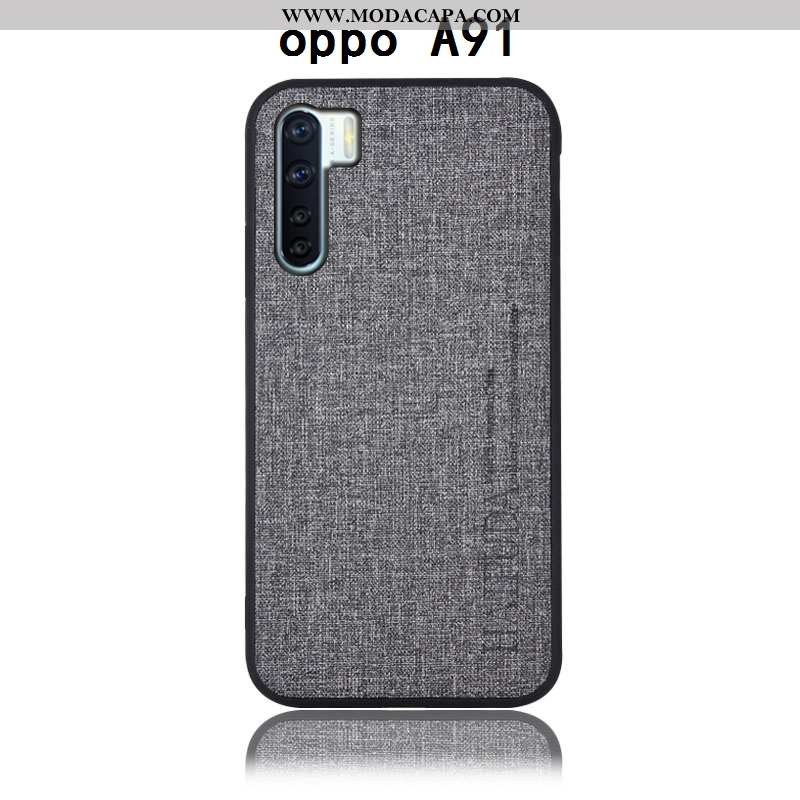 Capas Oppo A91 Protetoras Cases Traseira Telemóvel Linho Couro Antiqueda Baratos