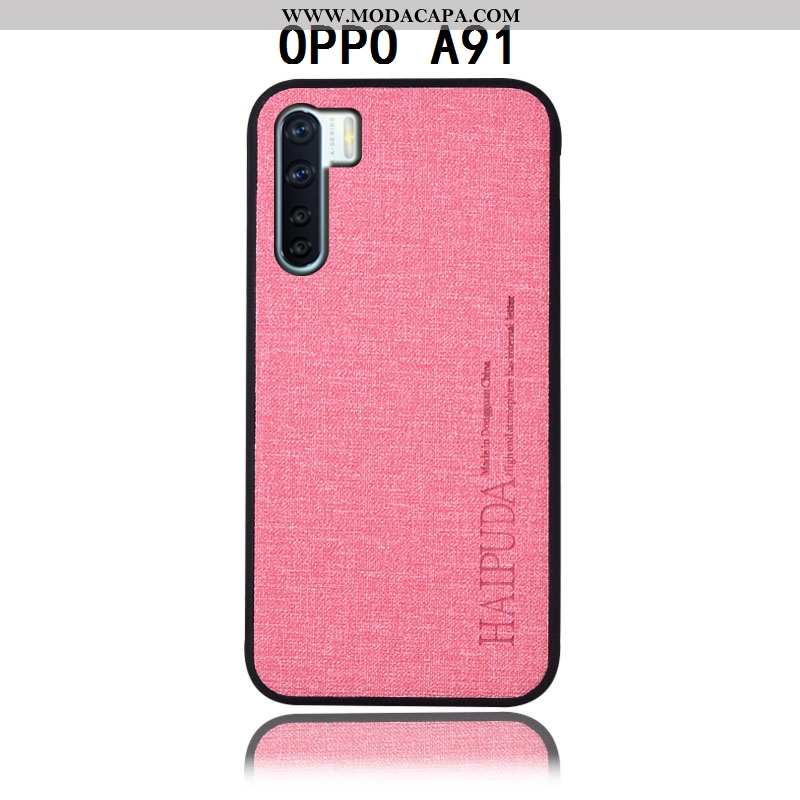 Capas Oppo A91 Protetoras Cases Traseira Telemóvel Linho Couro Antiqueda Baratos