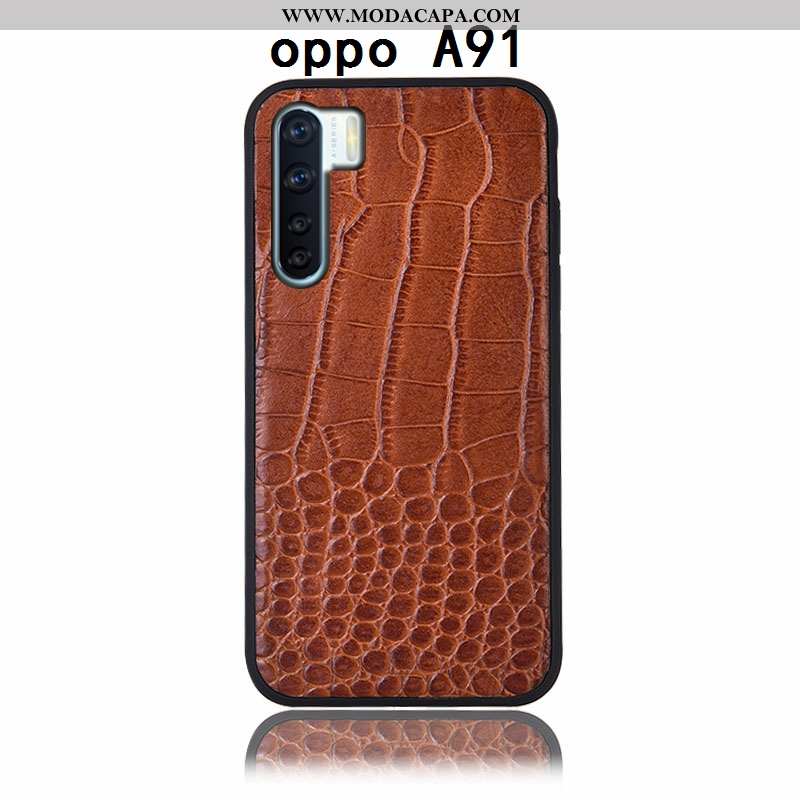 Capa Oppo A91 Couro Genuíno Antiqueda Telemóvel Capas Protetoras Completa Traseira Venda