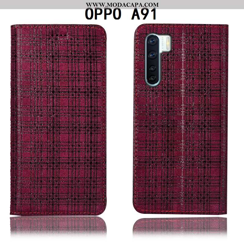 Capas Oppo A91 Protetoras Cor De Vinho Cover Telemóvel Camurça Cases Couro Legitimo Venda