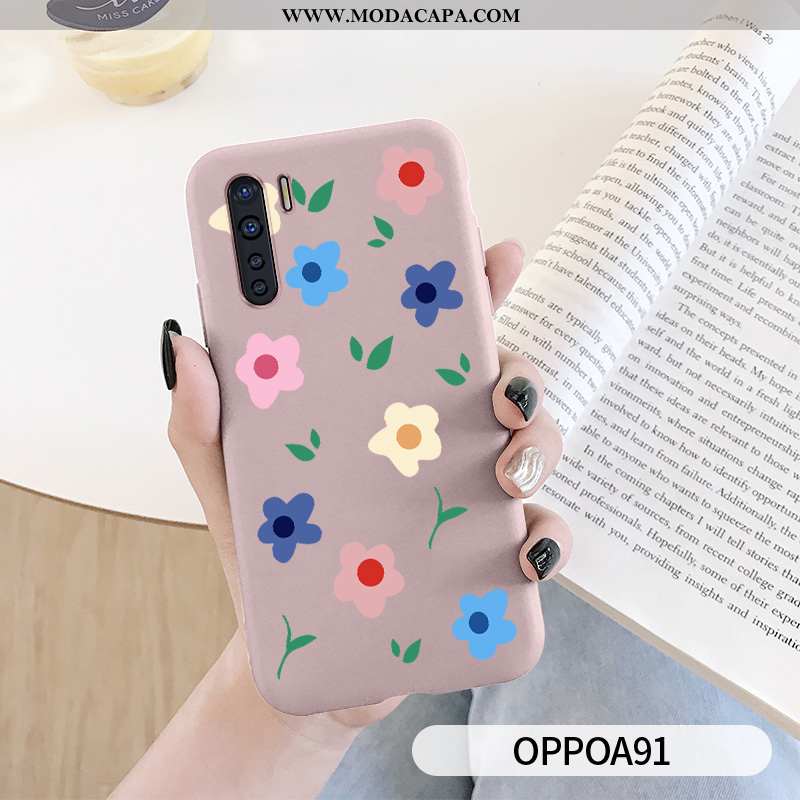 Capa Oppo A91 Personalizado Floral Capas Antiqueda Silicone Telemóvel Azul Baratas