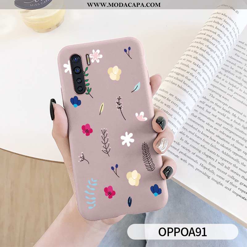 Capa Oppo A91 Personalizado Floral Capas Antiqueda Silicone Telemóvel Azul Baratas