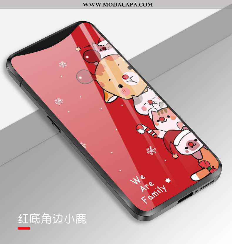 Capa Oppo Find X Vidro Vermelho Natal Series Casal Tendencia Personalizado Barato