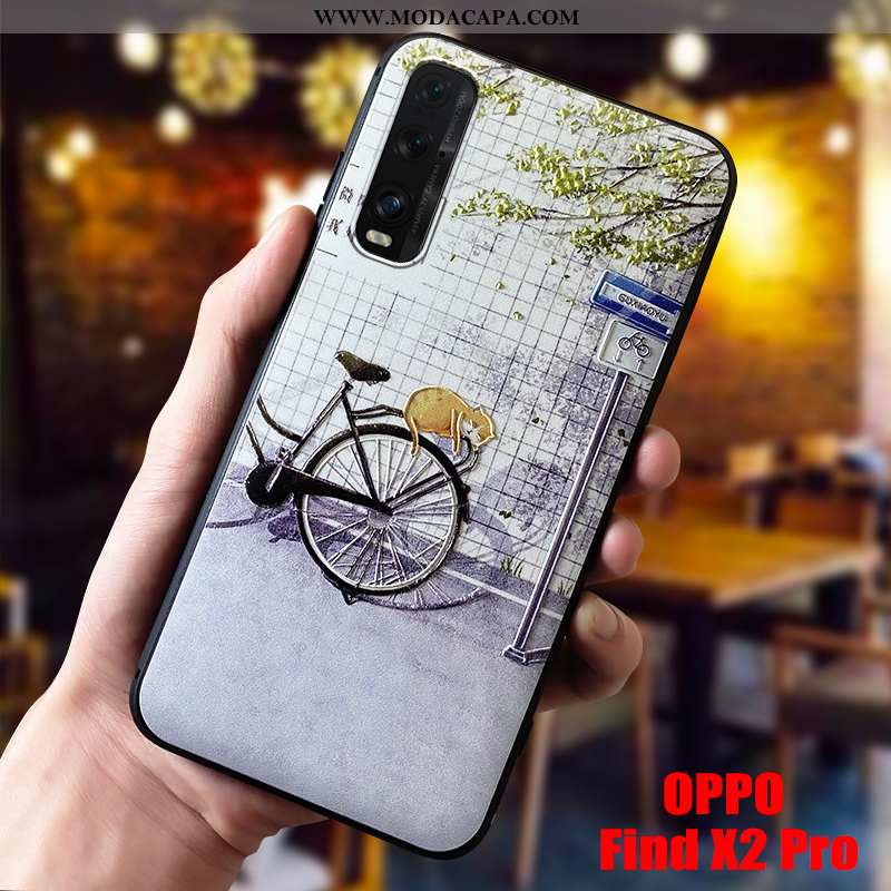 Capas Oppo Find X2 Pro Desenho Animado Telinha Telemóvel Tendencia Bege Cases Baratos