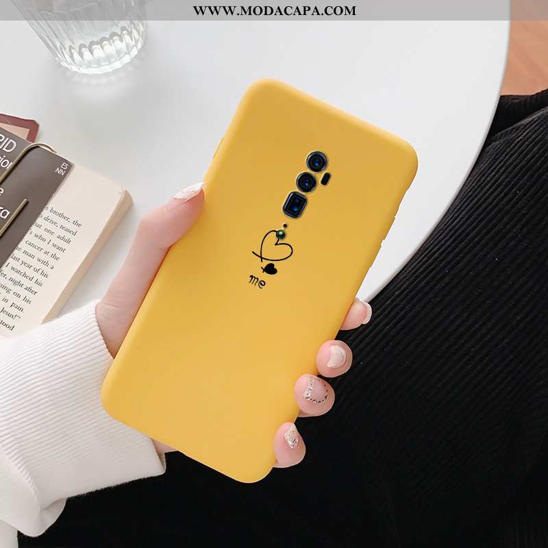 Capas Oppo Reno 10x Zoom Soft Telemóvel Telinha Tendencia Simples Amarelo Baratas