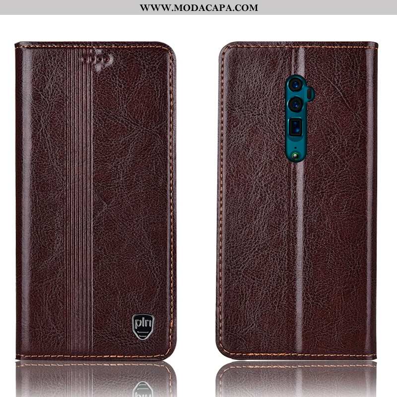 Capa Oppo Reno 10x Zoom Protetoras Vermelho Antiqueda Telemóvel Couro Genuíno Capas Completa Baratas