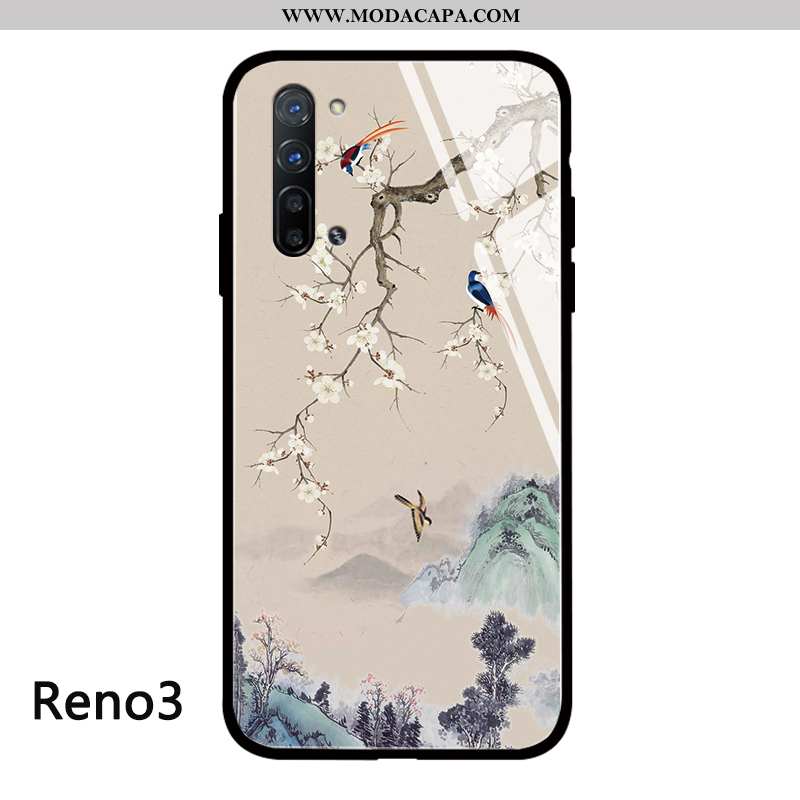 Capa Oppo Reno 3 Protetoras Vermelho Silicone Vidro Bege Antiqueda Malha Promoção